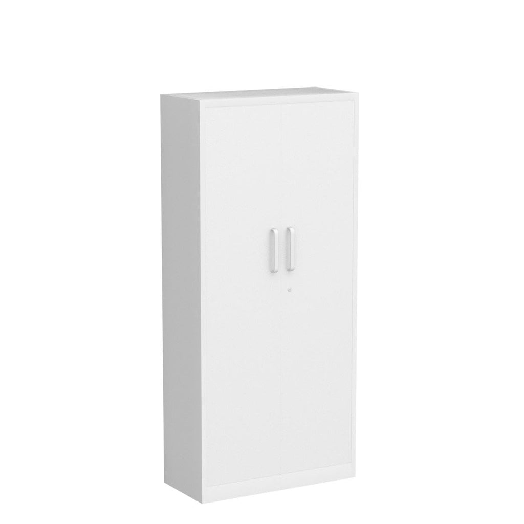 White Metal Storage Cabinet with 2 Doors and 5 Adjustable Shelves H353