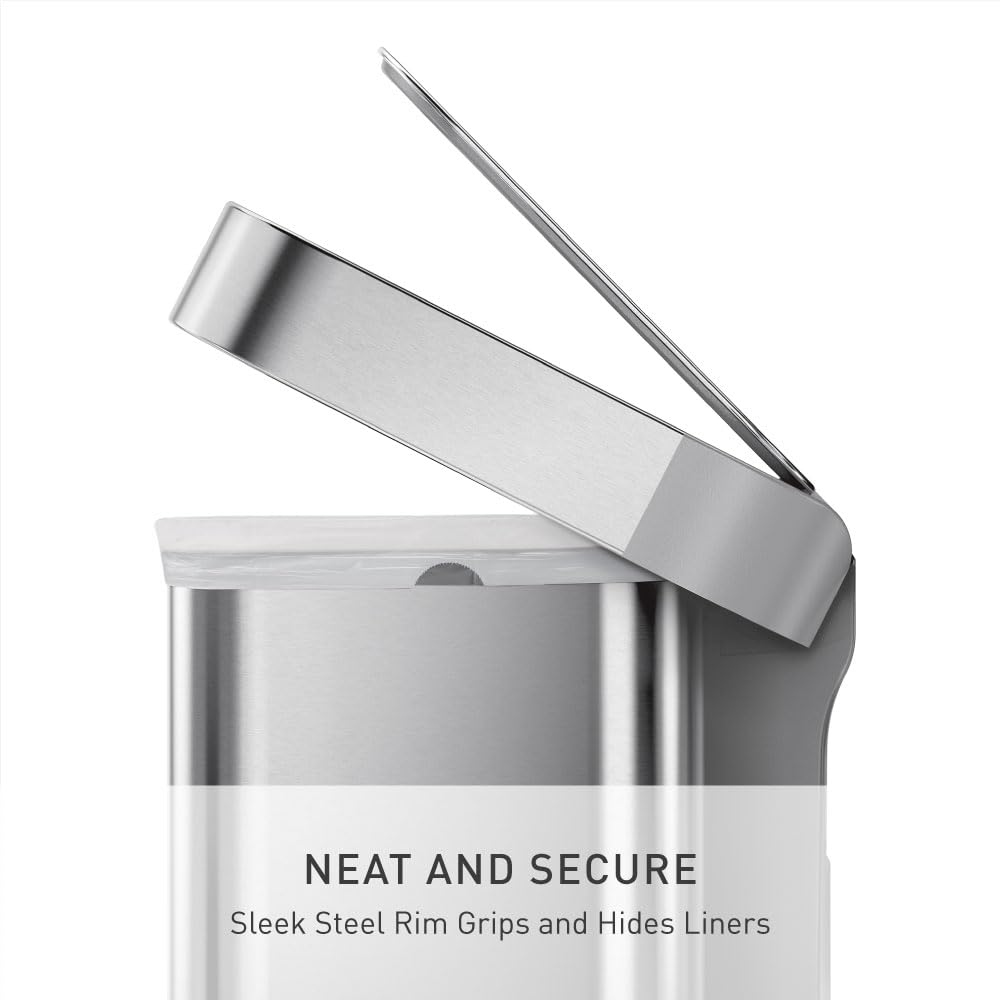 45L Brushed Stainless Steel Rectangular Step Can W218