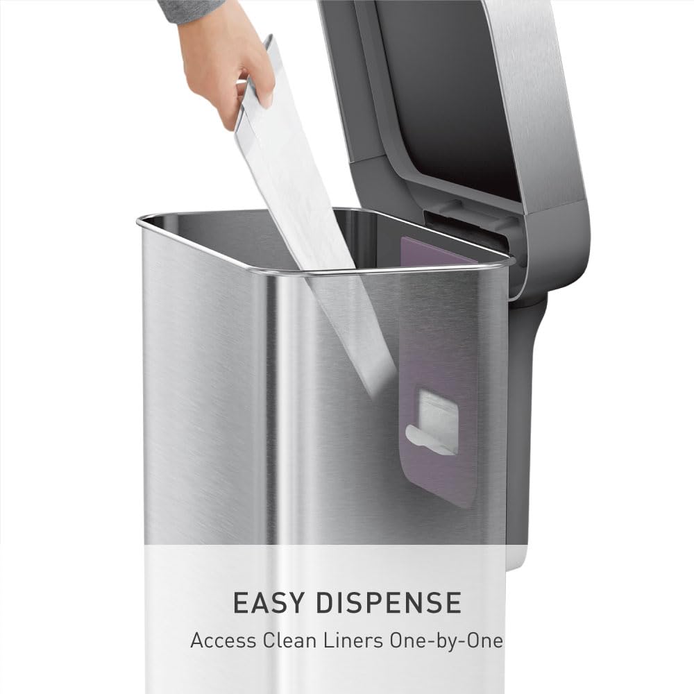 45L Brushed Stainless Steel Rectangular Step Can W218