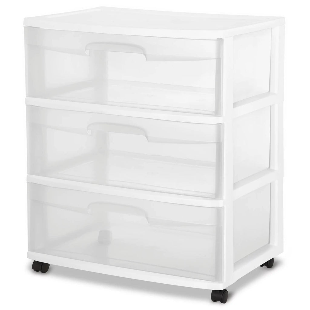 Plastic Storage Drawer Cart with 3 Clear Drawers X720