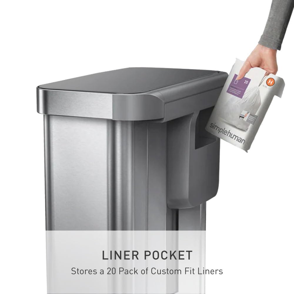 45L Brushed Stainless Steel Rectangular Step Can W218
