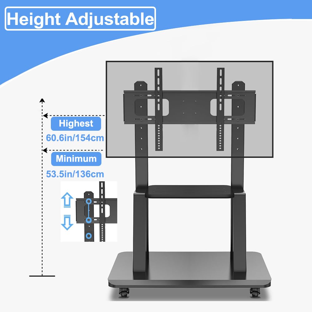 Mobile TV Stand on Wheels for 32-75 Inch Flat Panel Screens with Shelf B871677