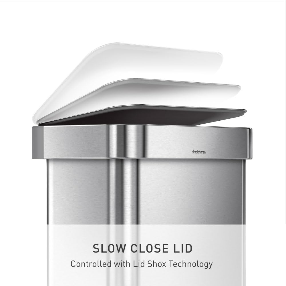 45L Brushed Stainless Steel Rectangular Step Can W218