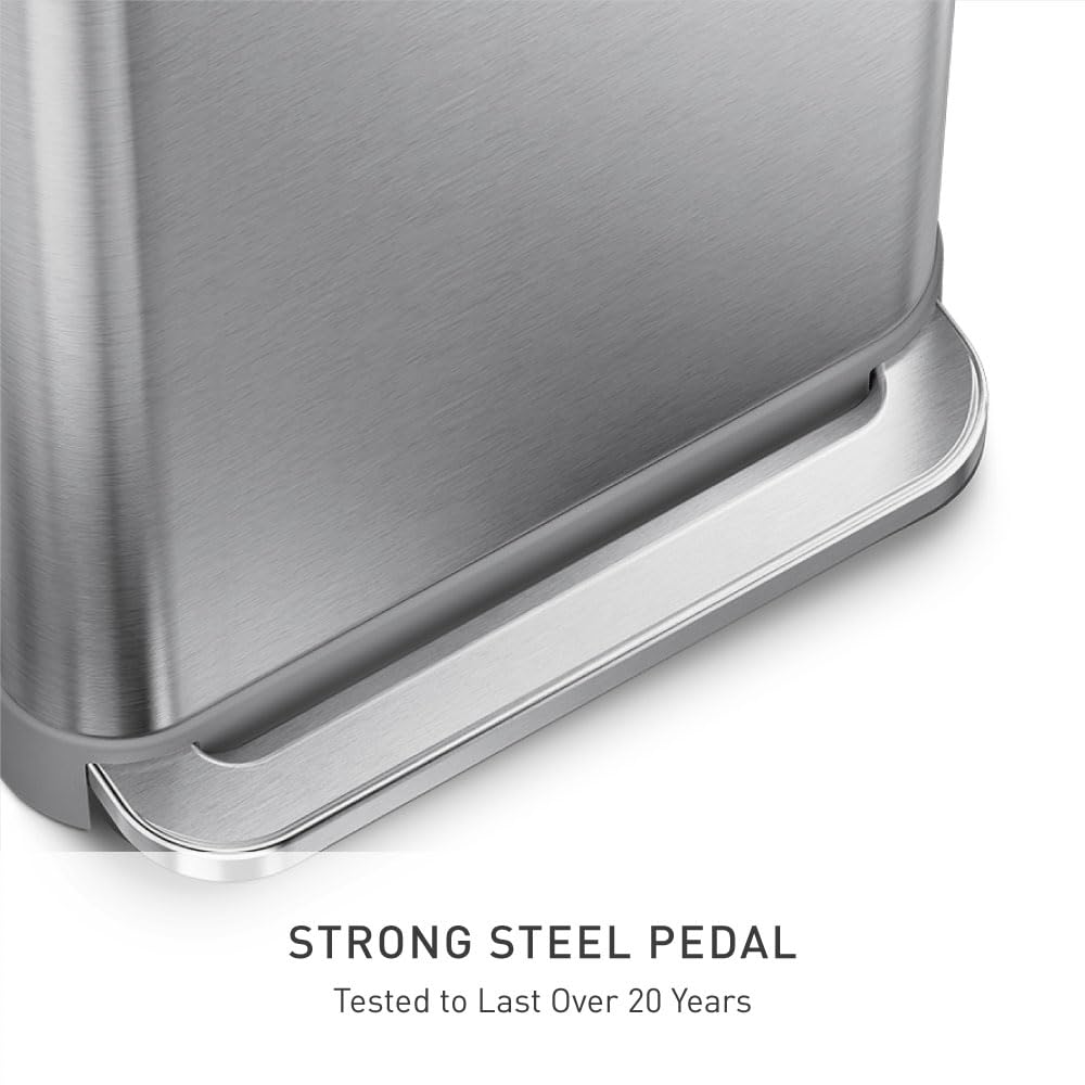45L Brushed Stainless Steel Rectangular Step Can W218