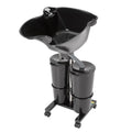 Portable Shampoo Bowl with Electric Pump, Adjustable Height, 2 Buckets, Black A2311