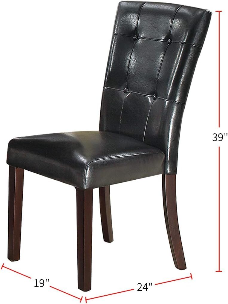 Black Faux Leather Tufted Parson Chairs Set of 2 R857