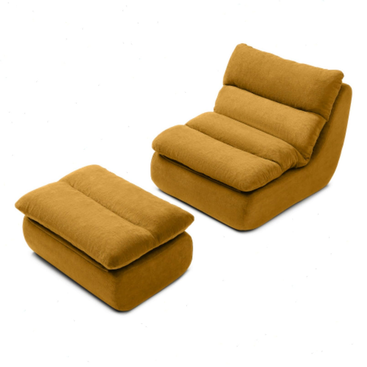 Yellow Memory Foam Bean Bag Chair with Ottoman E807