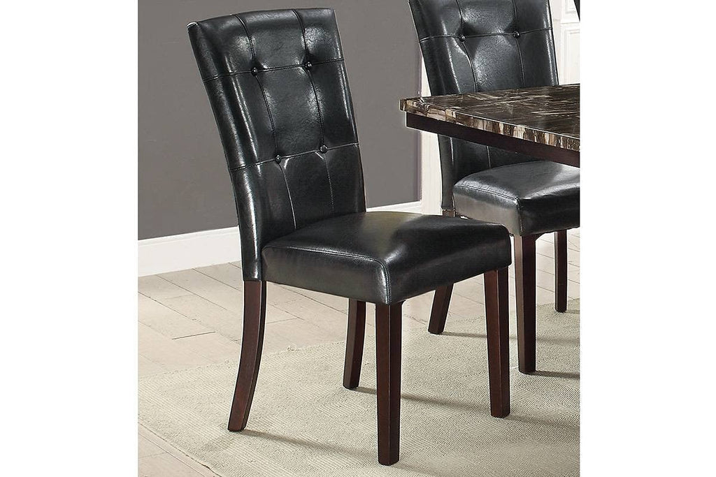 Black Faux Leather Tufted Parson Chairs Set of 2 R857