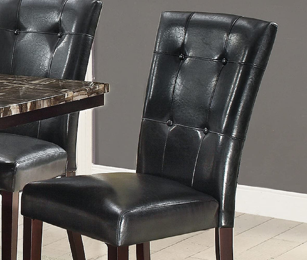 Black Faux Leather Tufted Parson Chairs Set of 2 R857