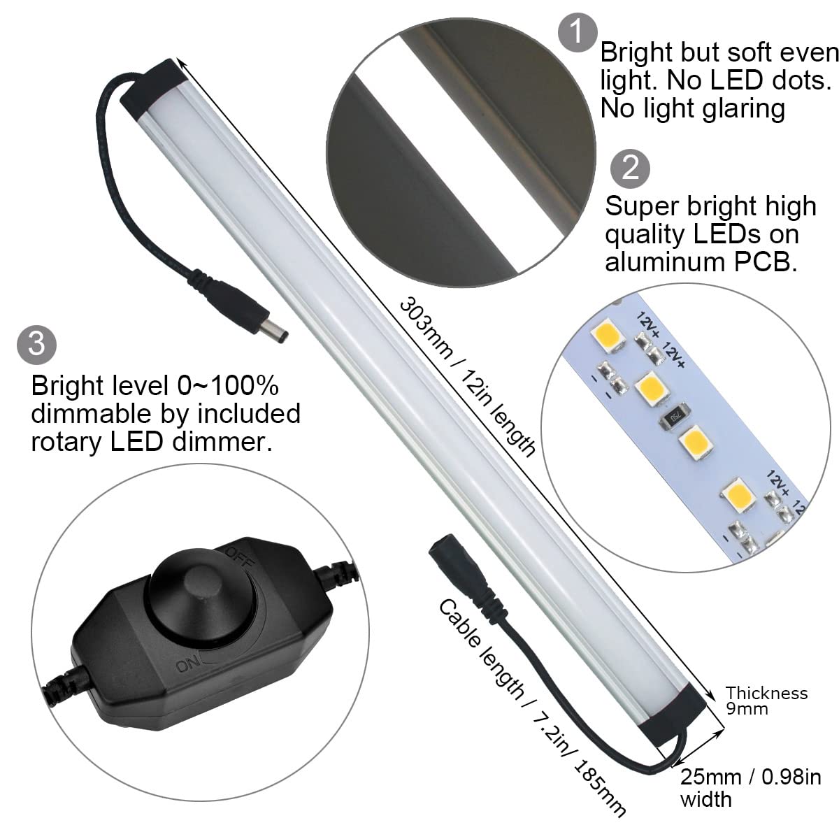 Under Cabinet LED Lighting Kit, 6 PCS 12 Inches Light Bars, Daylight White W16406