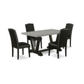 5 Piece Dinette Set with Rectangle Dining Table and 4 Black Faux Leather Chairs K101162