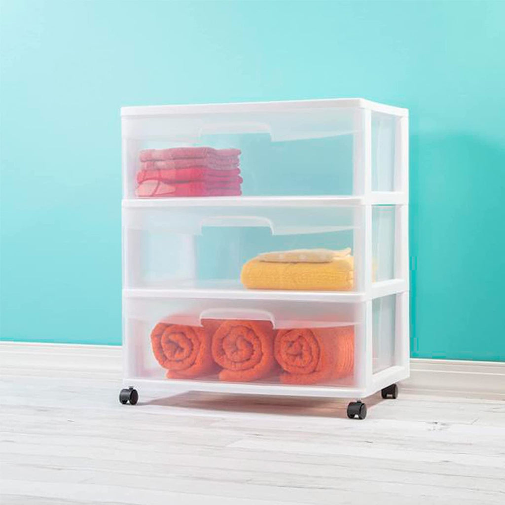 Plastic Storage Drawer Cart with 3 Clear Drawers X720