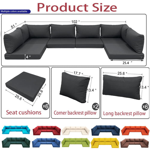 14-Piece Light Blue Outdoor Replacement Cushions M875265