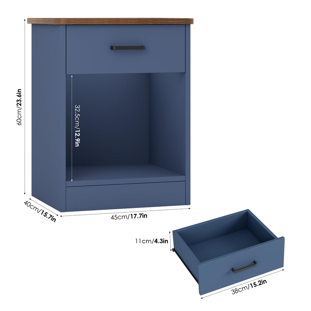 Nightstand Set of 2 with Drawer and Storage Shelf D228