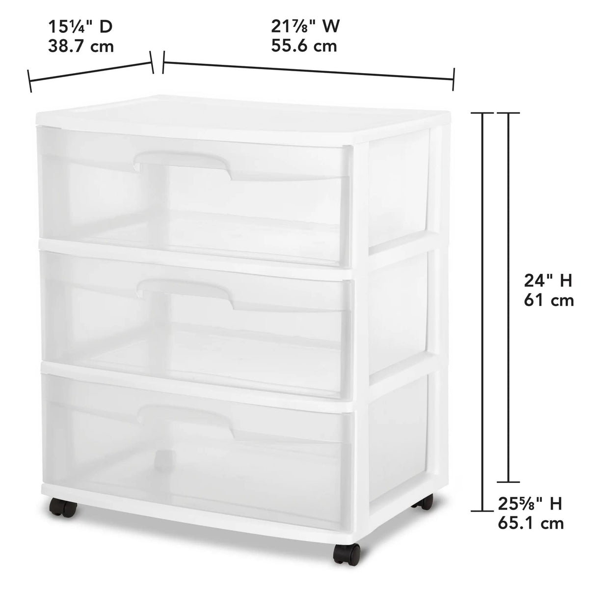 Plastic Storage Drawer Cart with 3 Clear Drawers X720