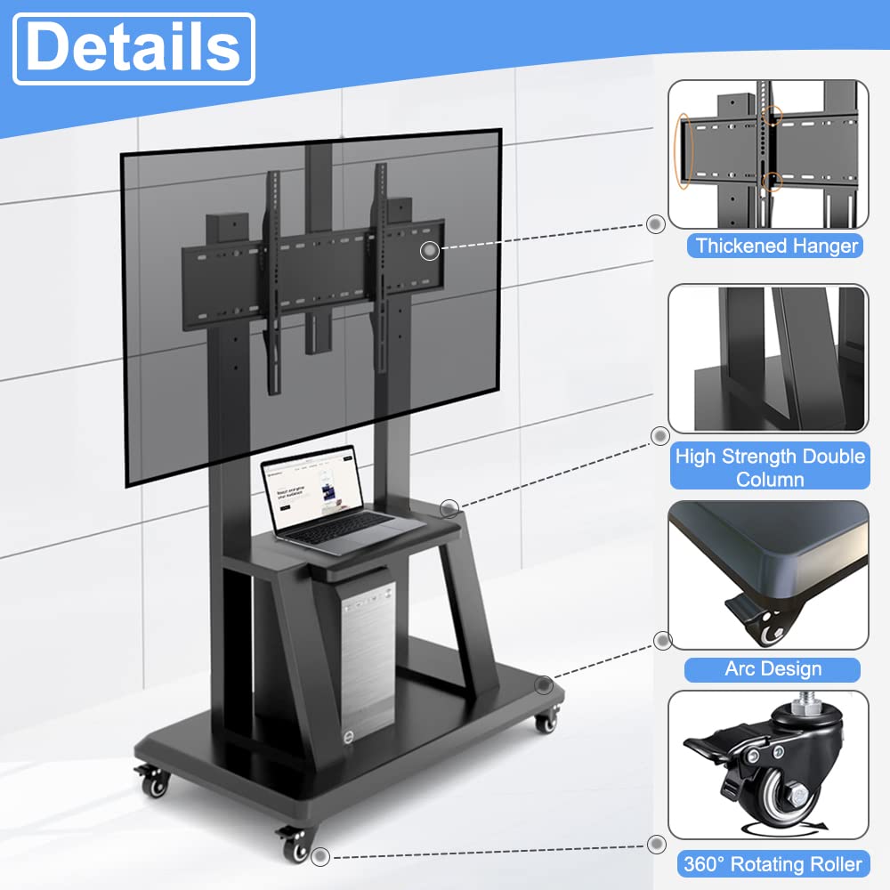 Mobile TV Stand on Wheels for 32-75 Inch Flat Panel Screens with Shelf B871677