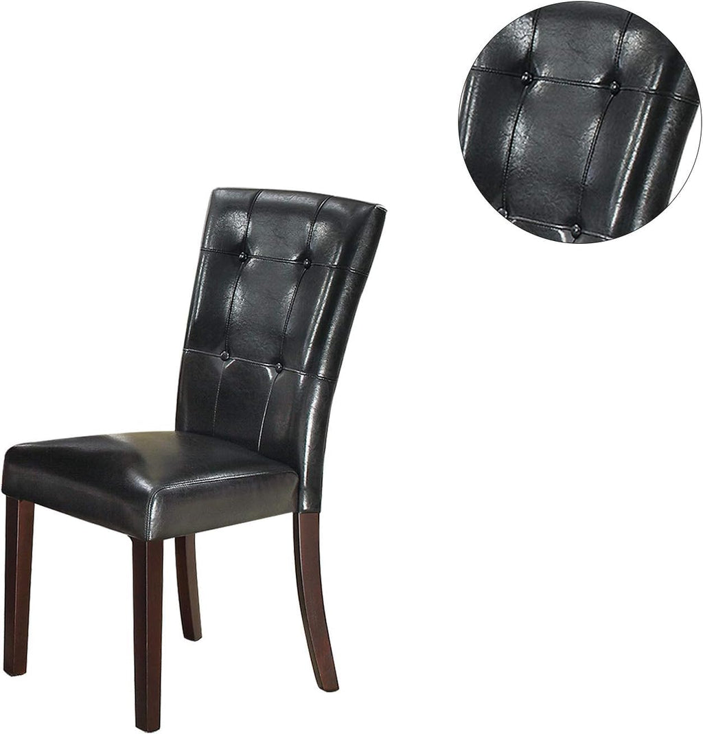 Black Faux Leather Tufted Parson Chairs Set of 2 R857