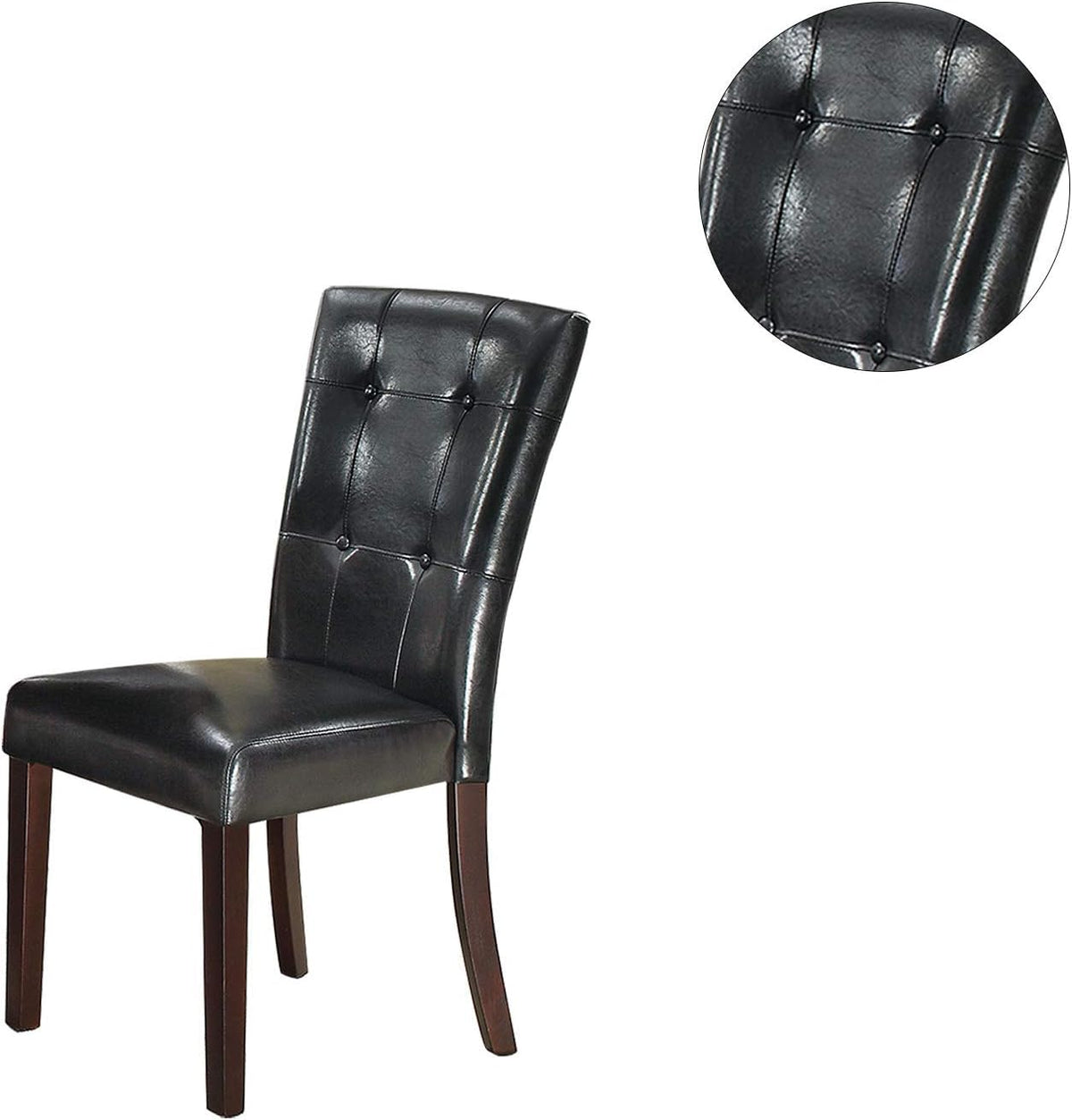 Black Faux Leather Tufted Parson Chairs Set of 2 R857