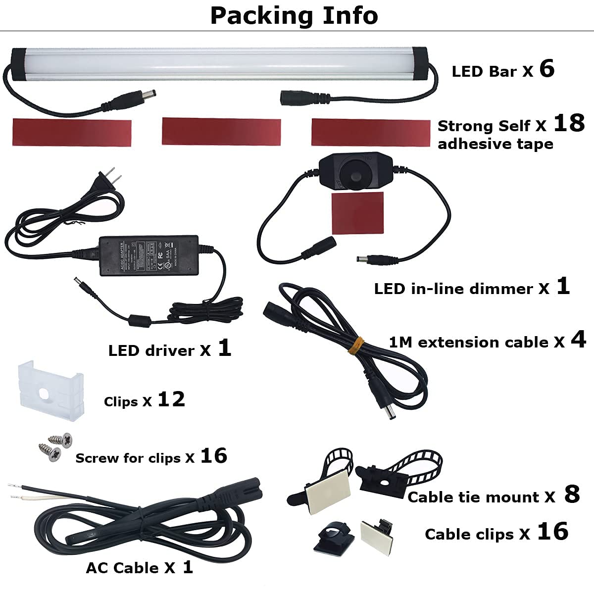 Under Cabinet LED Lighting Kit, 6 PCS 12 Inches Light Bars, Daylight White W16406