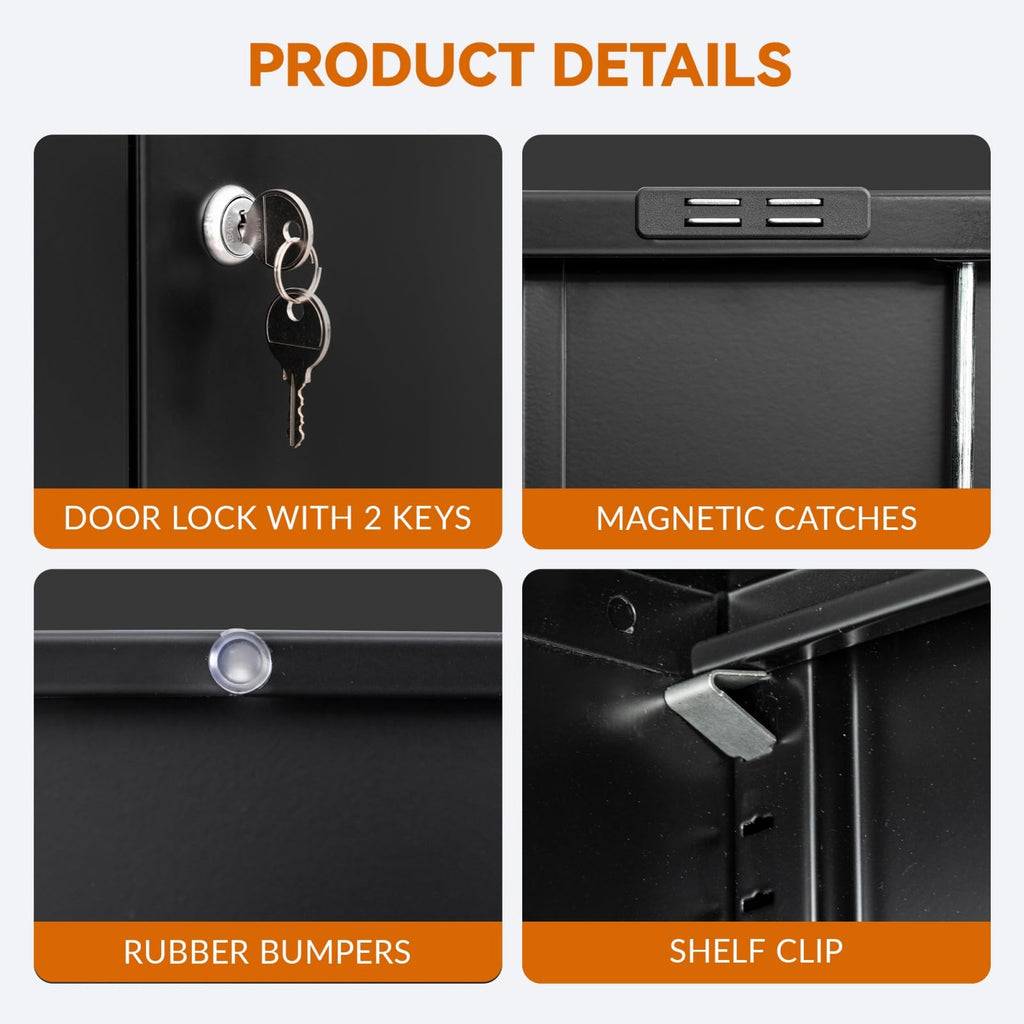 Black Metal Storage Cabinet with 2 Drawers H7371