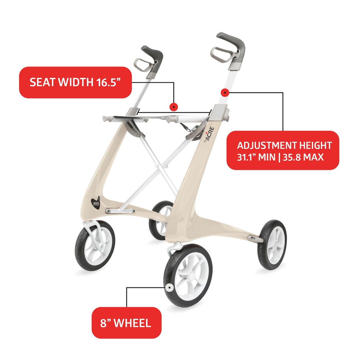 Carbon Ultralight Rollator Walker with Organizer Bag H8487
