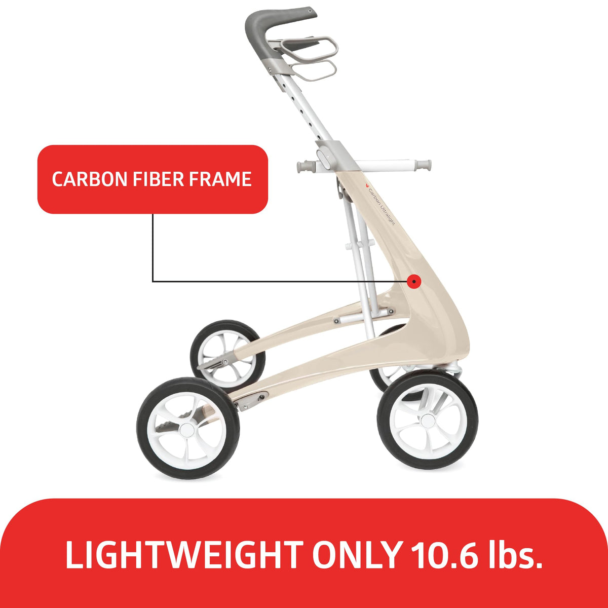 Carbon Ultralight Rollator Walker with Organizer Bag H8487