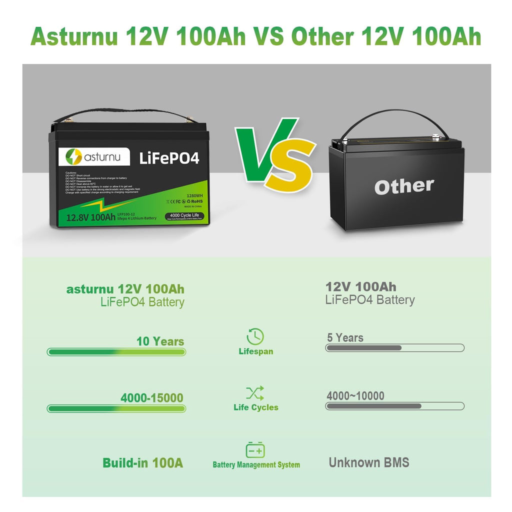 12V 100Ah LiFePO4 Lithium Battery, Group 31 T860