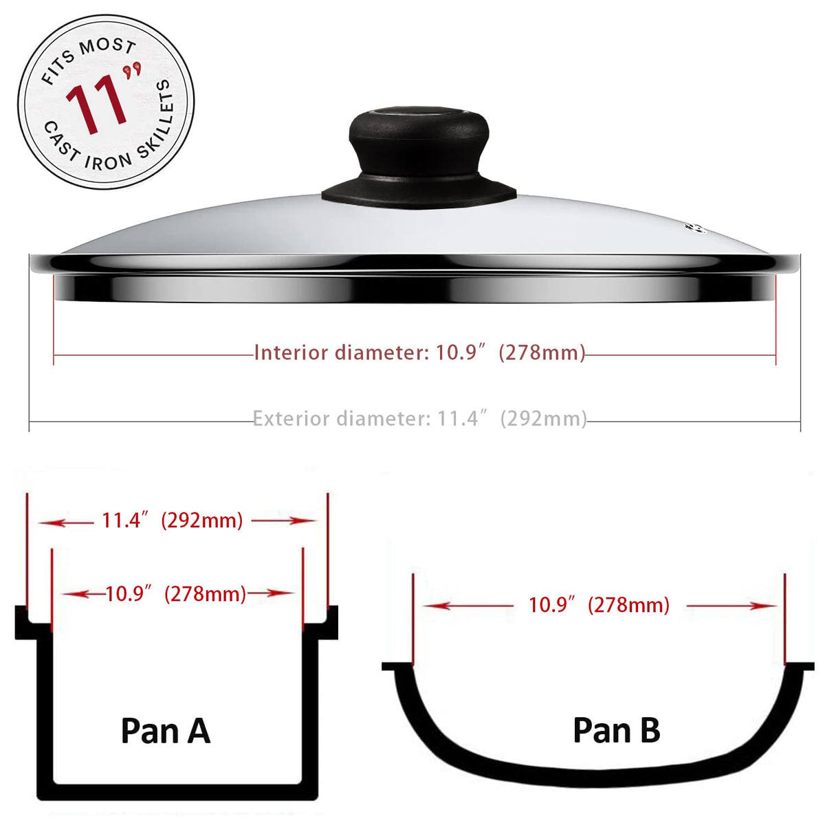 11 Inch Tempered Glass Pan Lid U961