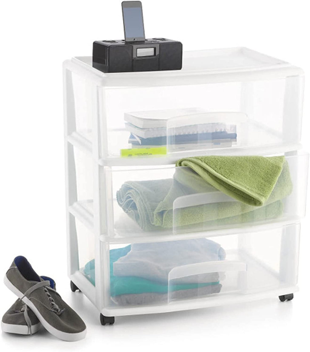Plastic Storage Drawer Cart with 3 Clear Drawers X720