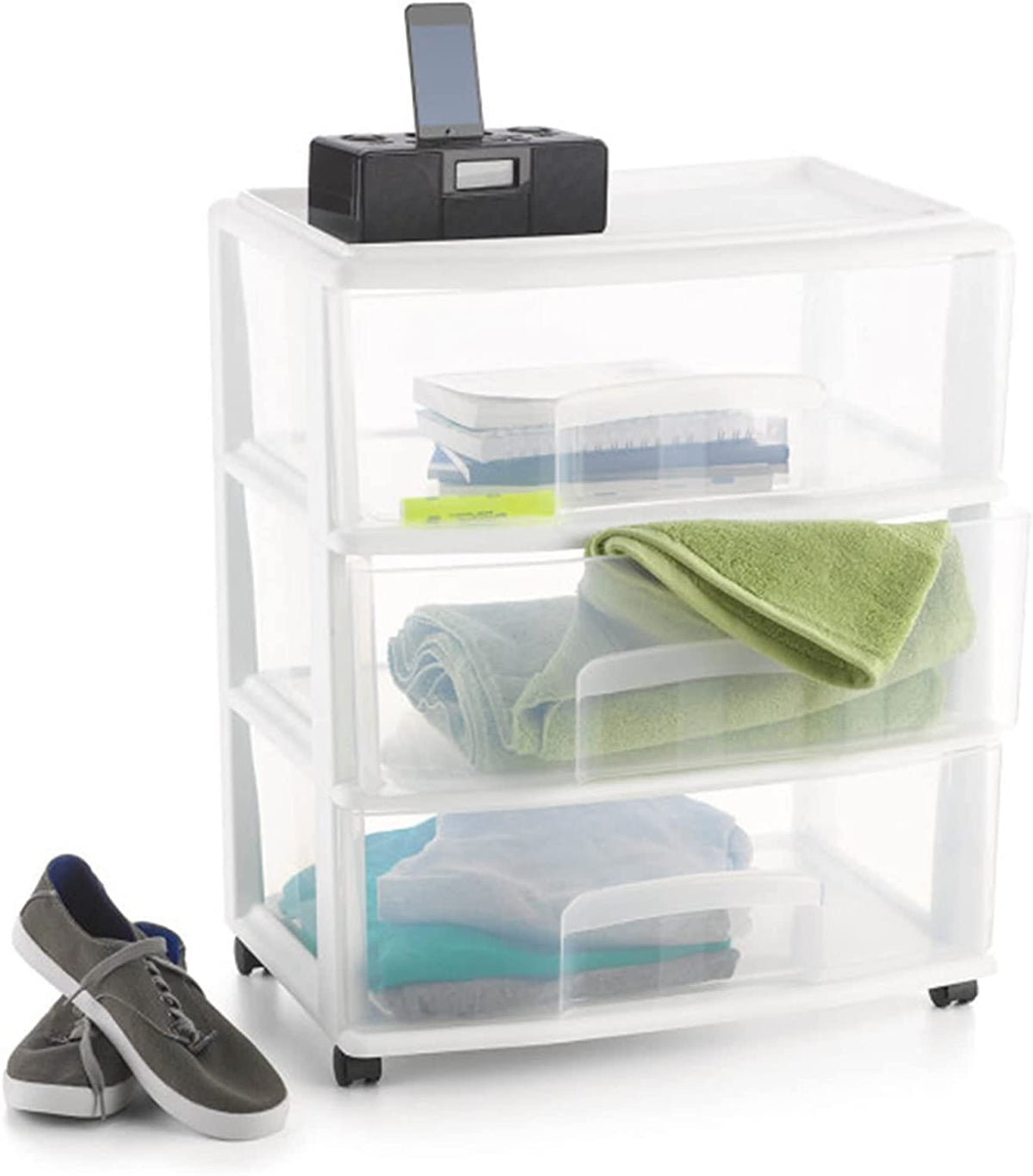 Plastic Storage Drawer Cart with 3 Clear Drawers X720