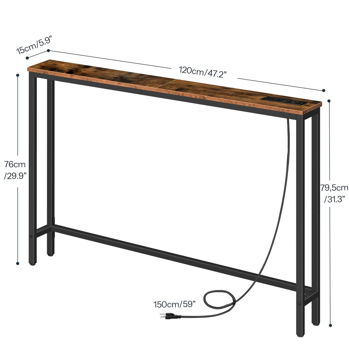 47.2" Narrow Console Table with Power Outlet N95489