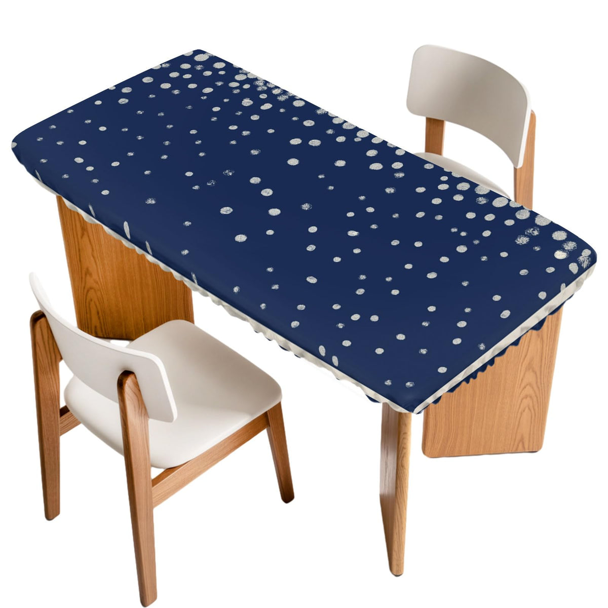 Silver Speckle Fitted Rectangle Tablecloth 32" x 72" Navy Blue Elastic Waterproof Table Cover M620