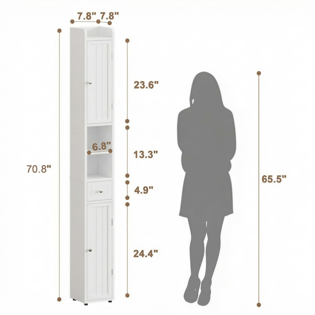 Narrow Bathroom Storage Cabinet with Drawer Y2908