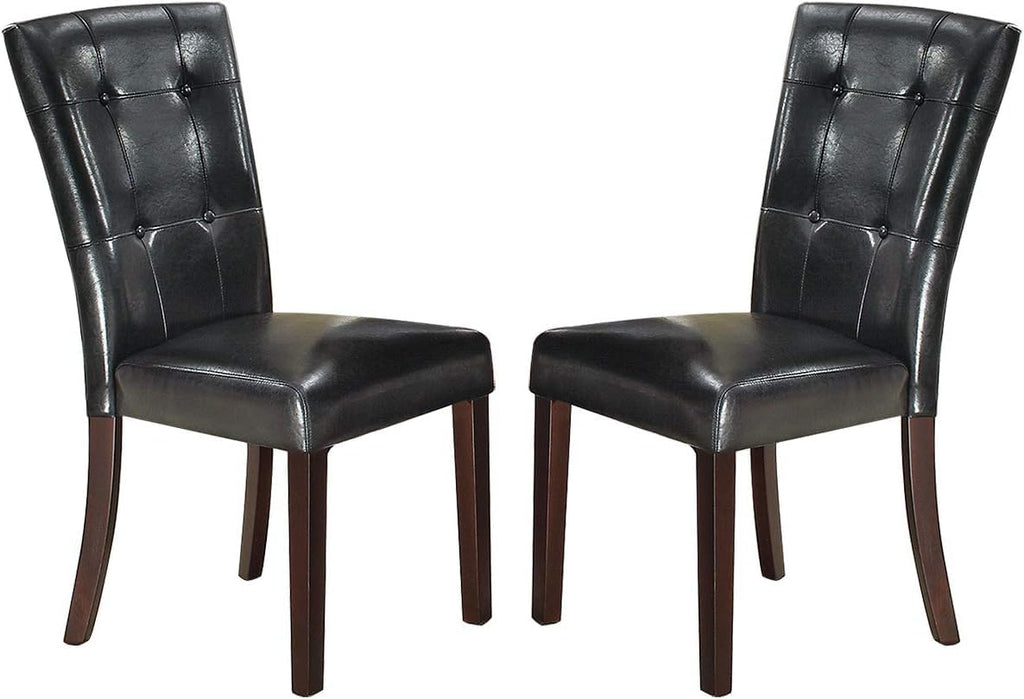 Black Faux Leather Tufted Parson Chairs Set of 2 R857