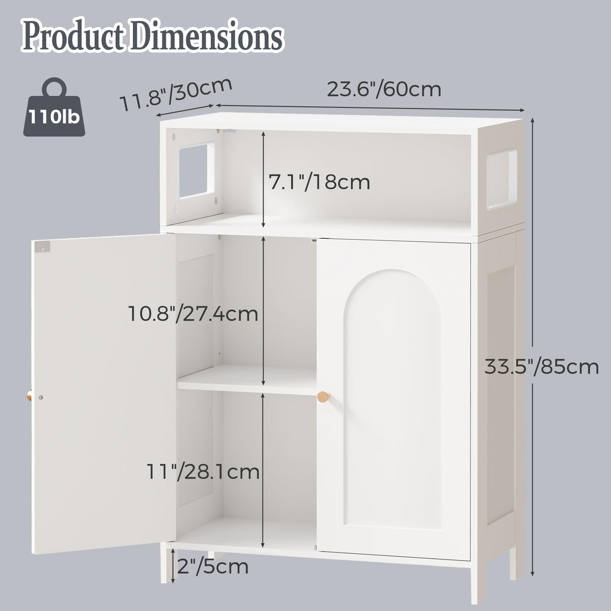 Bathroom Storage Cabinet with Adjustable Shelf & Doors P807151