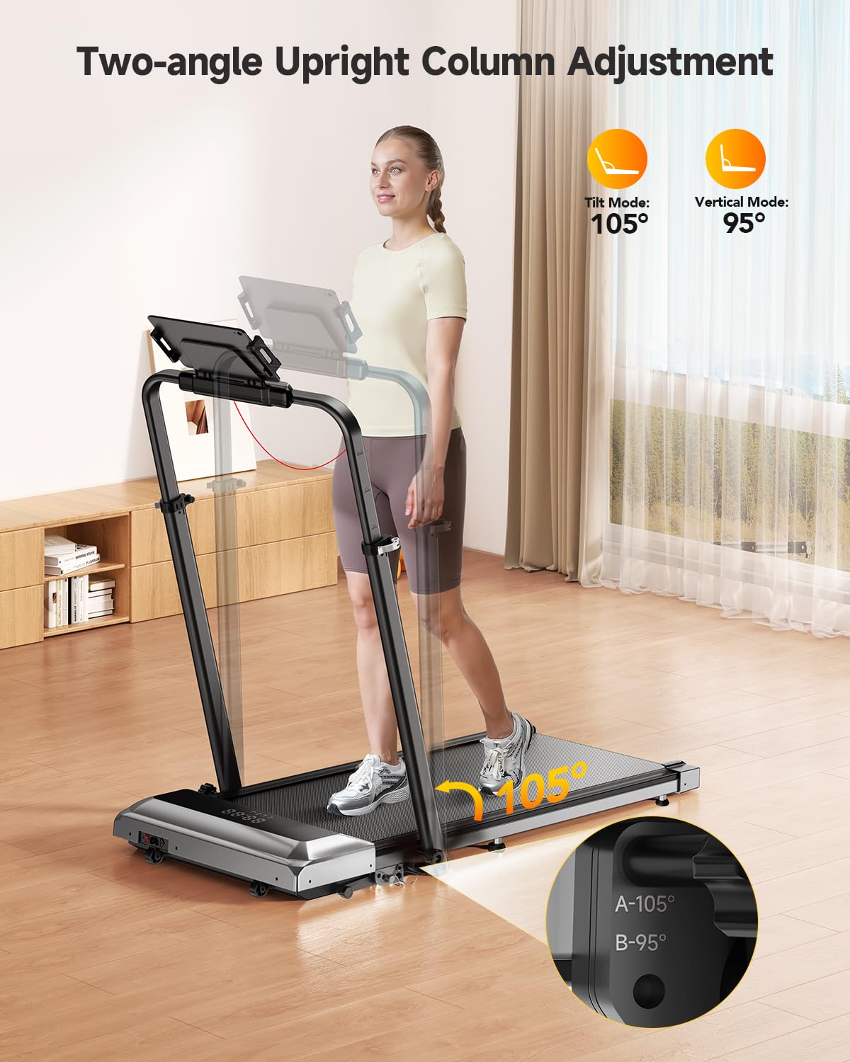 Folding Treadmill with Incline and Adjustable Handle Bar K50173