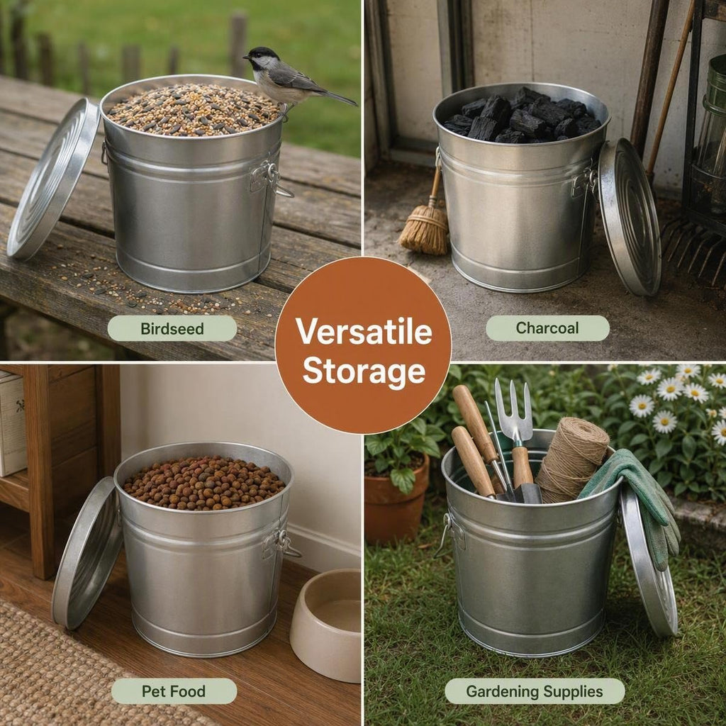 6 Gallon Galvanized Storage Can with Lid Q988484