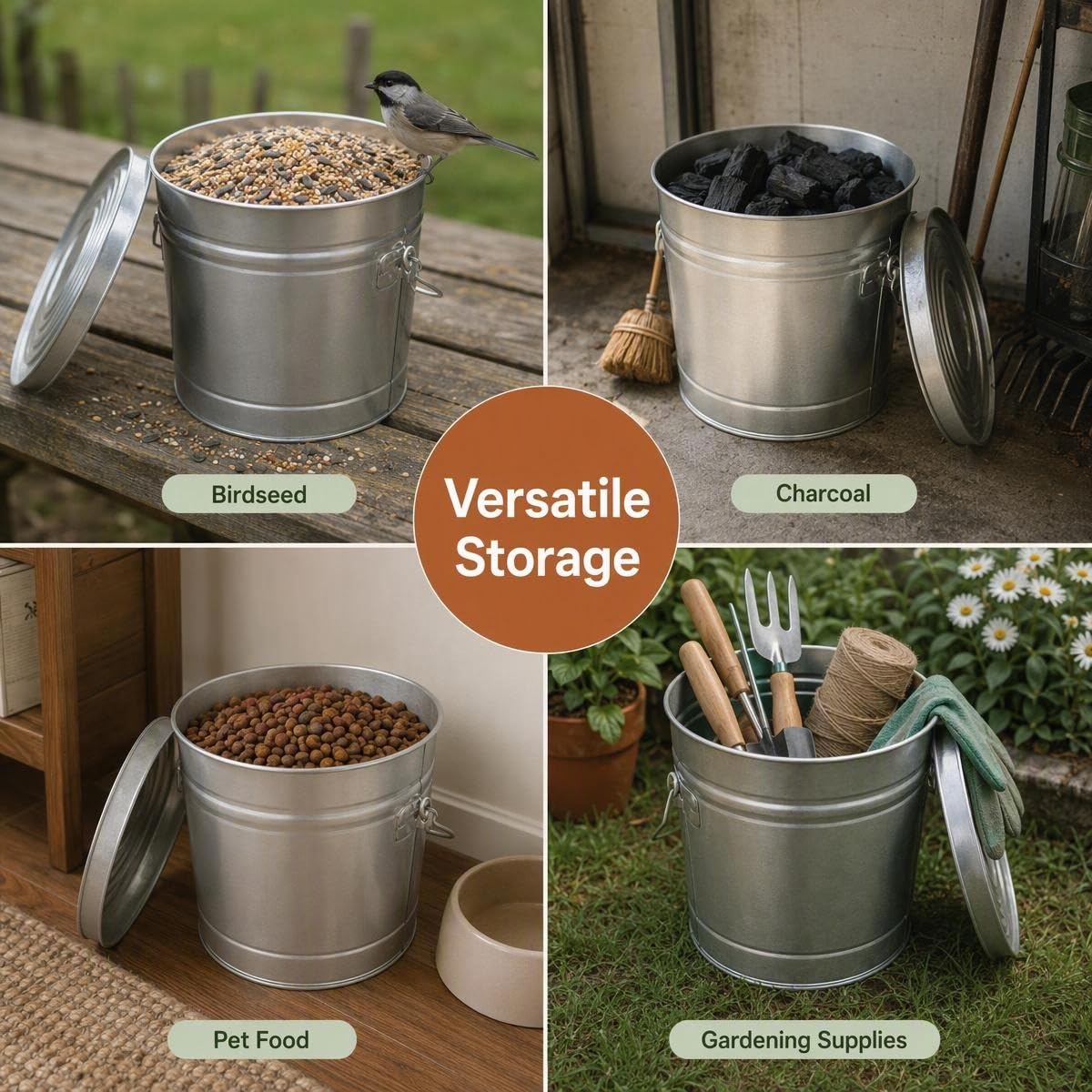 6 Gallon Galvanized Storage Can with Lid Q988484