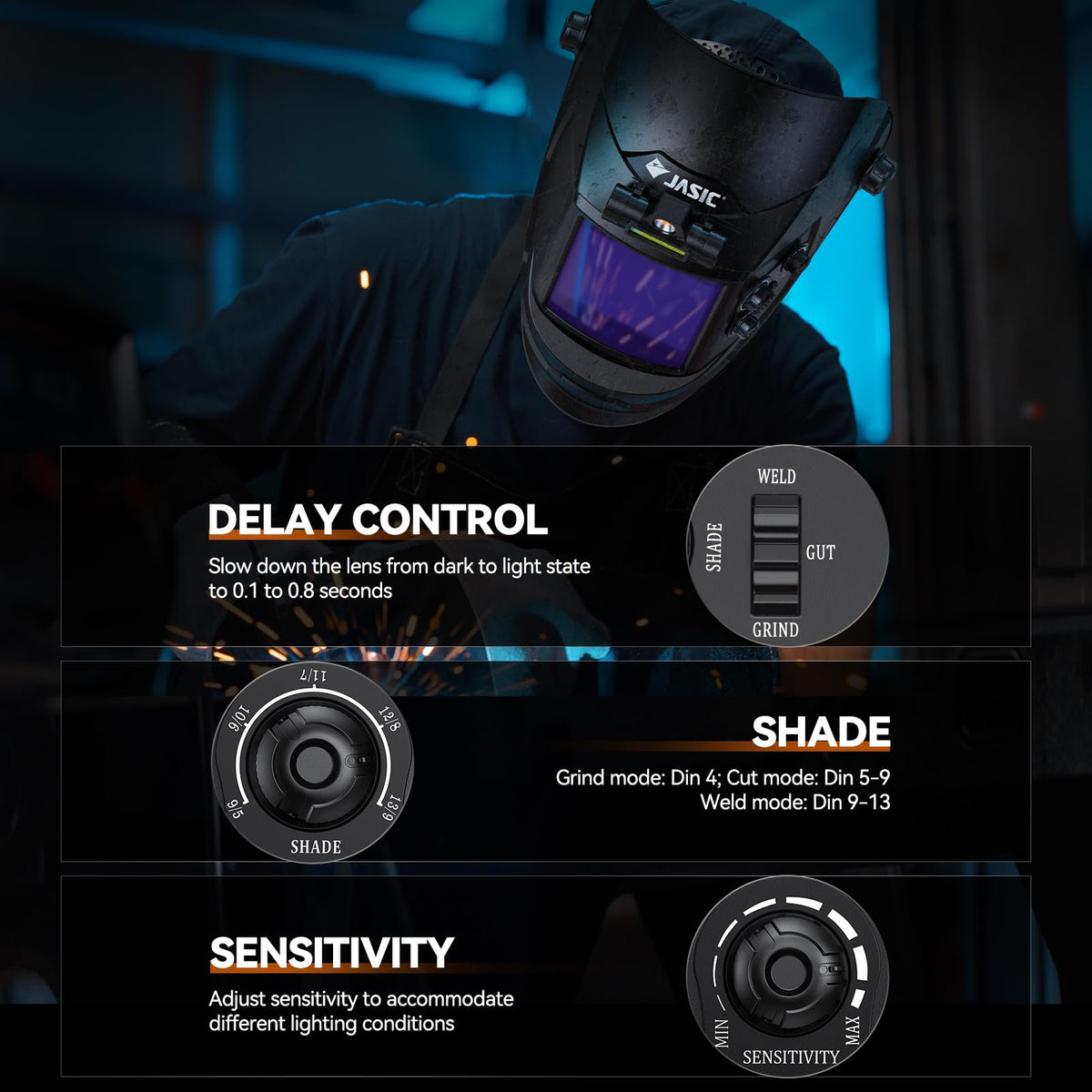 Auto Darkening Welding Helmet with Light Y734
