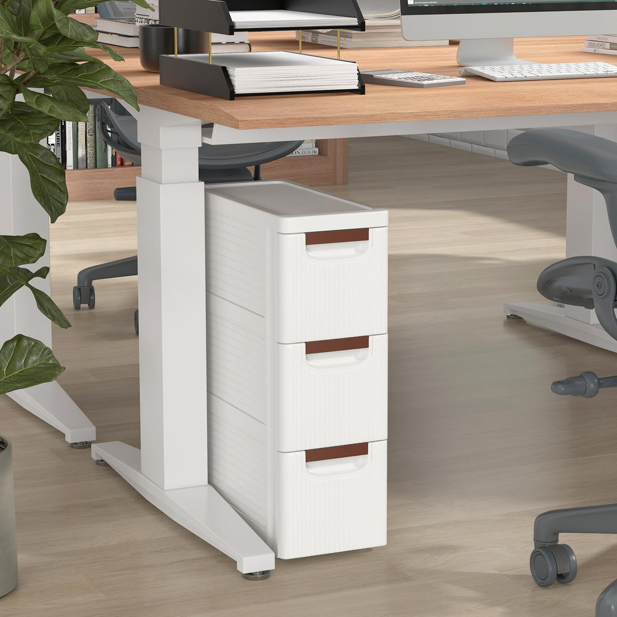 White 3 Drawer Narrow Storage Cabinet H2279