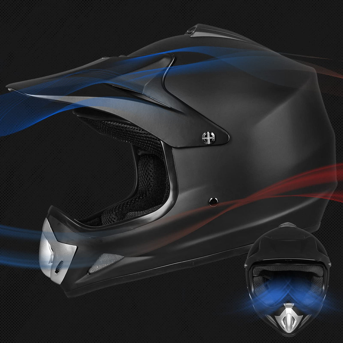 Youth Kids Full Face Motocross Helmet Matte Black Q413982