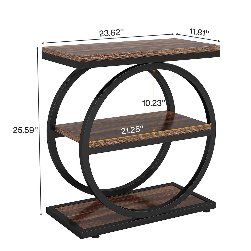 Narrow End Table with 3 Storage Shelves A316
