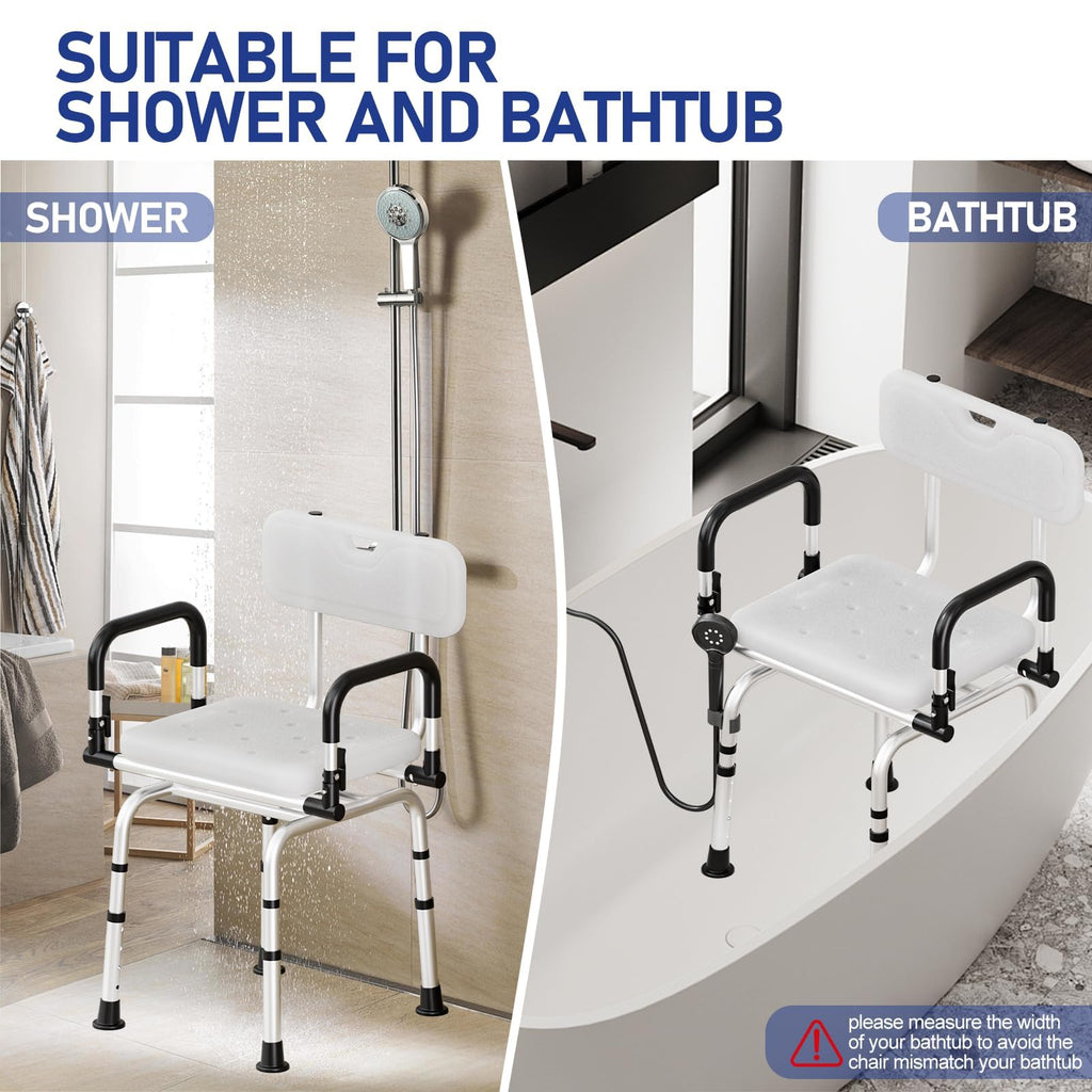 Swivel Shower Chair, 660 LBS, Adjust Height, Pivoting Arms E694