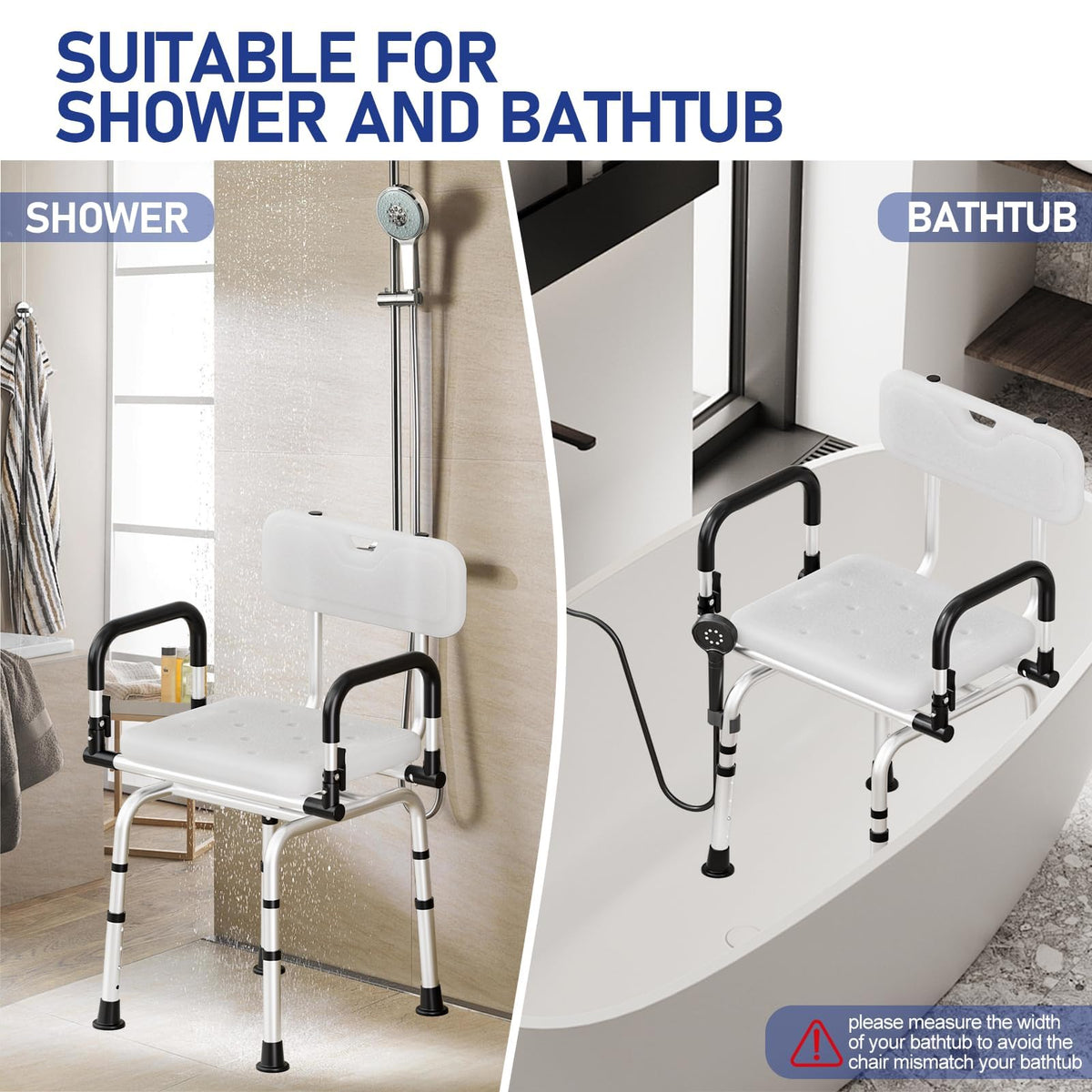 Swivel Shower Chair, 660 LBS, Adjust Height, Pivoting Arms E694
