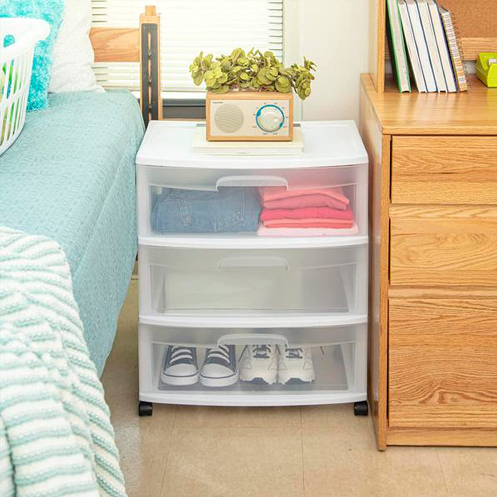 Plastic Storage Drawer Cart with 3 Clear Drawers X720