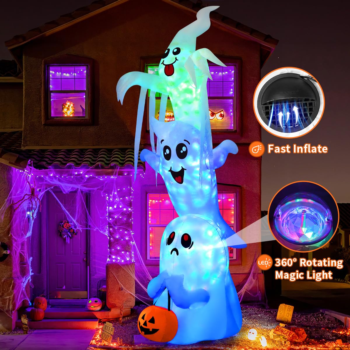 9.8 FT Halloween Inflatable Ghost Outdoor Decoration with Built-in LEDs T3873