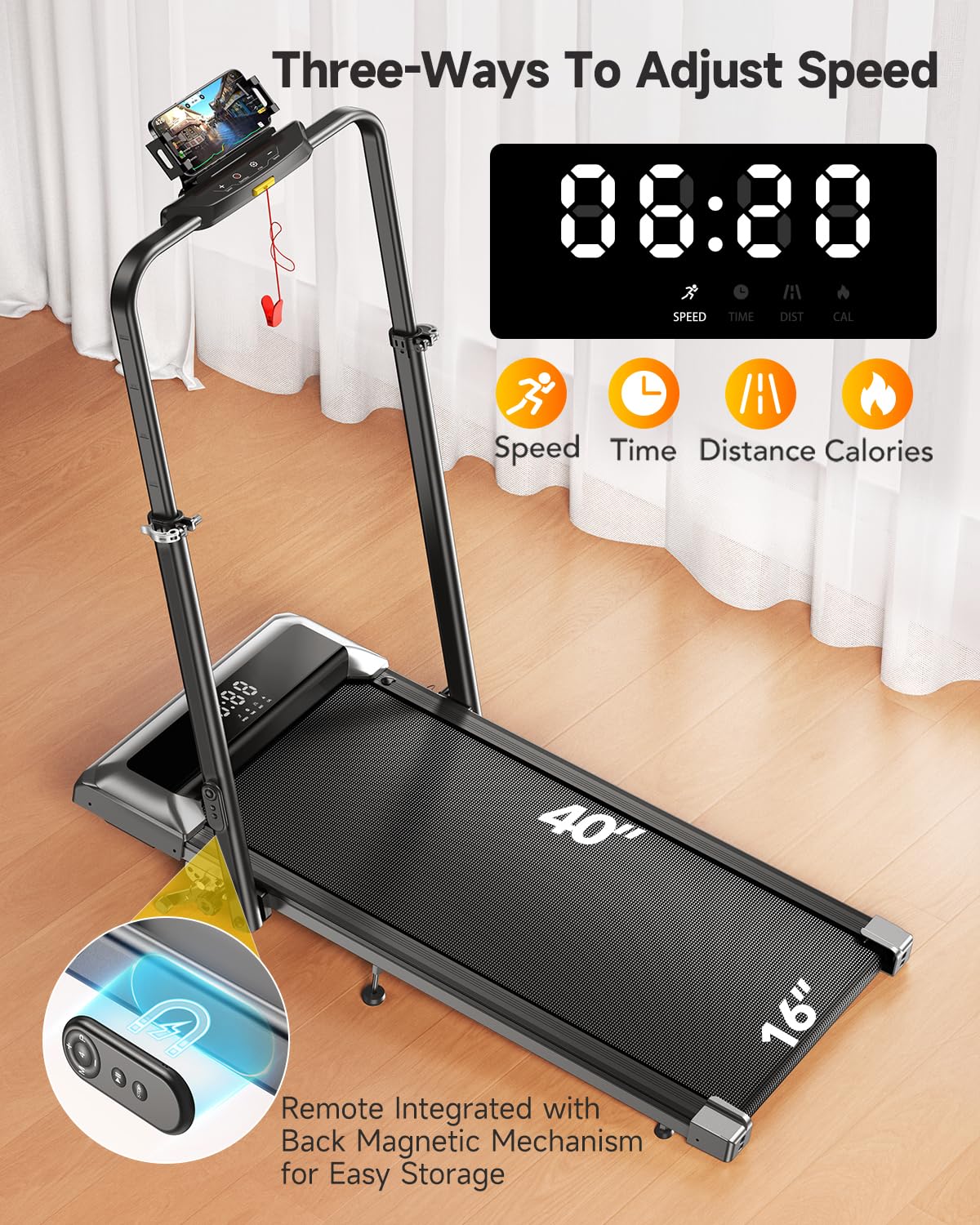 Folding Treadmill with Incline and Adjustable Handle Bar K50173