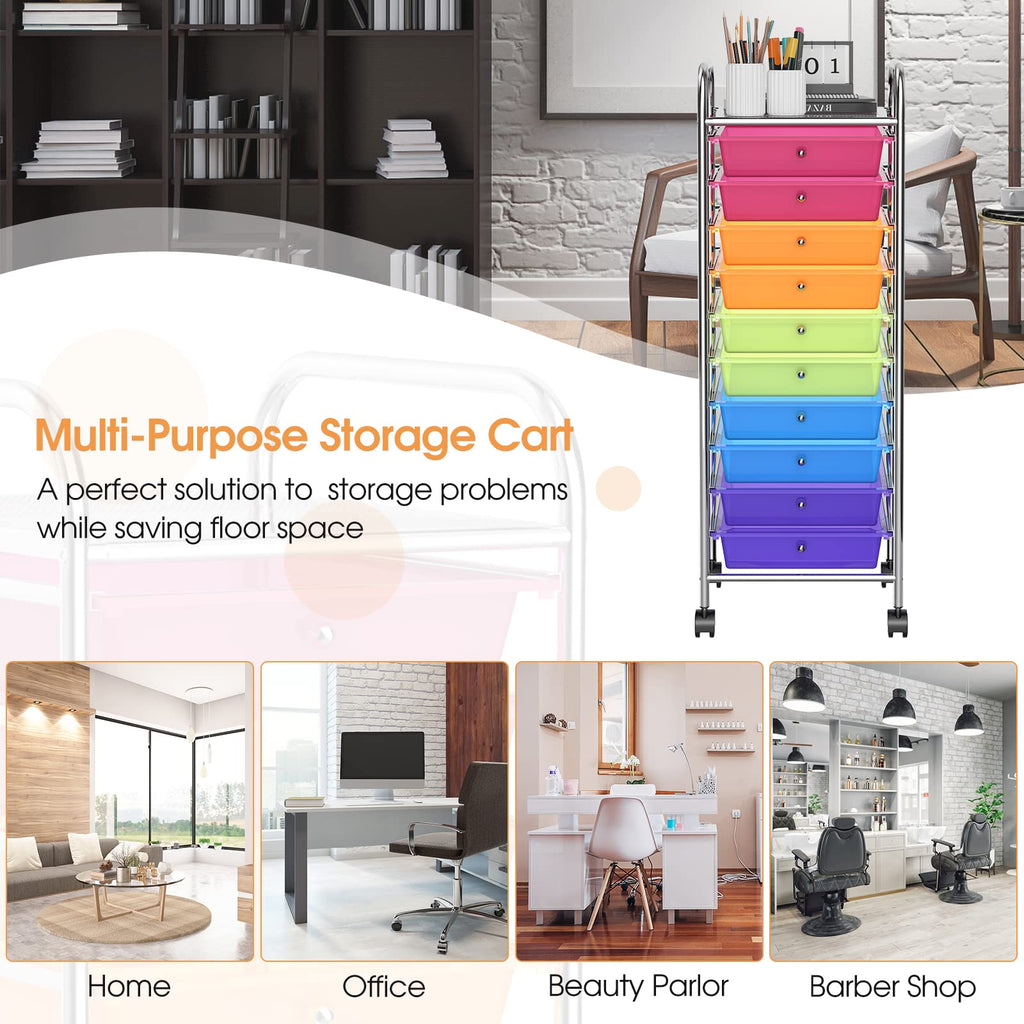 10 Drawer Rolling Storage Cart Organizer R5455