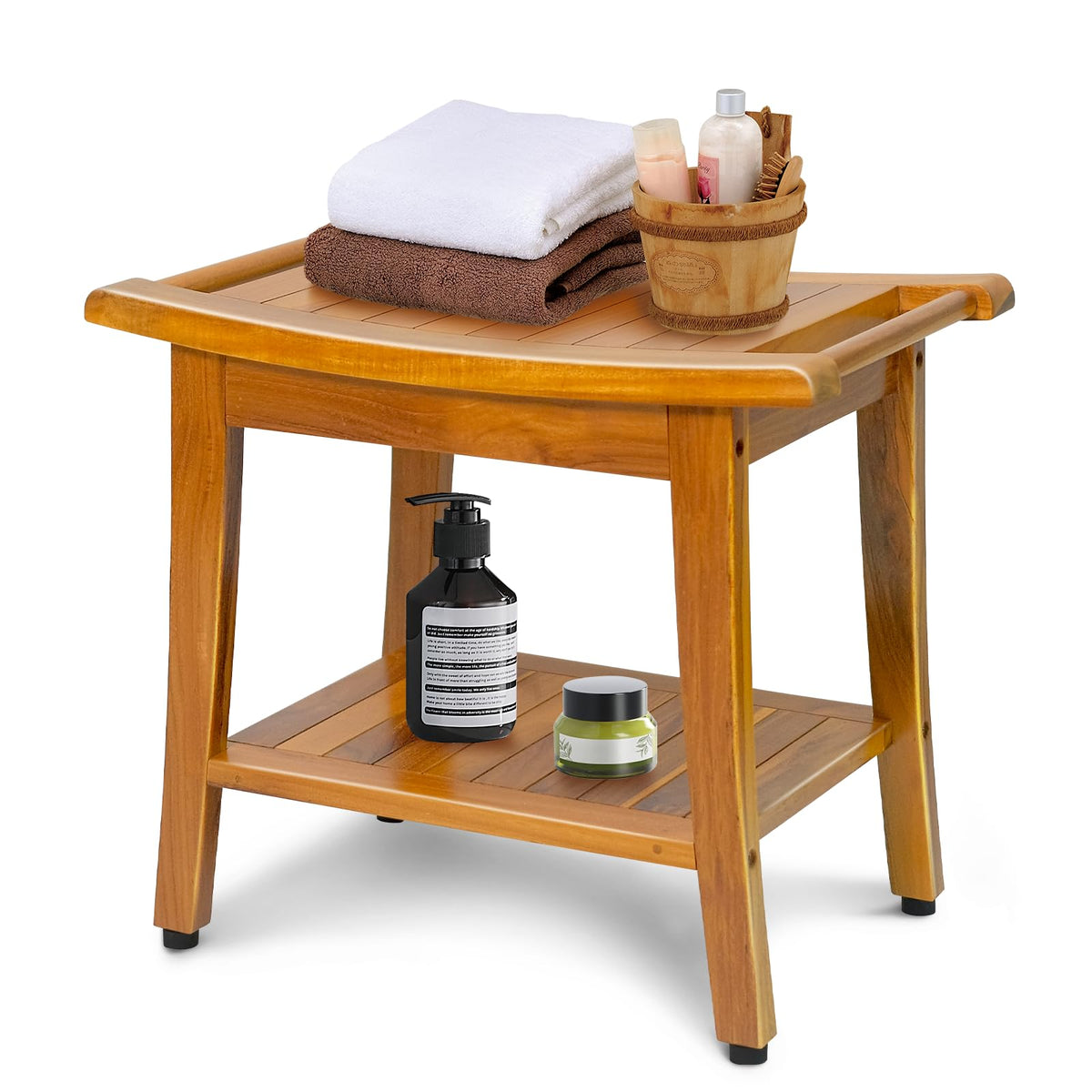 20" Teak Shower Bench with Shelf & Handle E192590