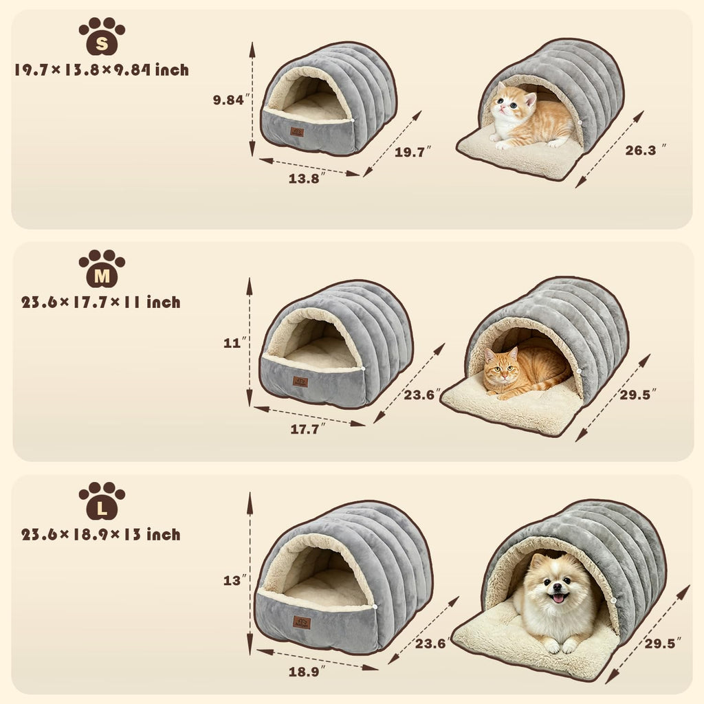 Covered Cat Bed Cave Grey G4312